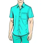 bright short-sleeved turquoise shirt image